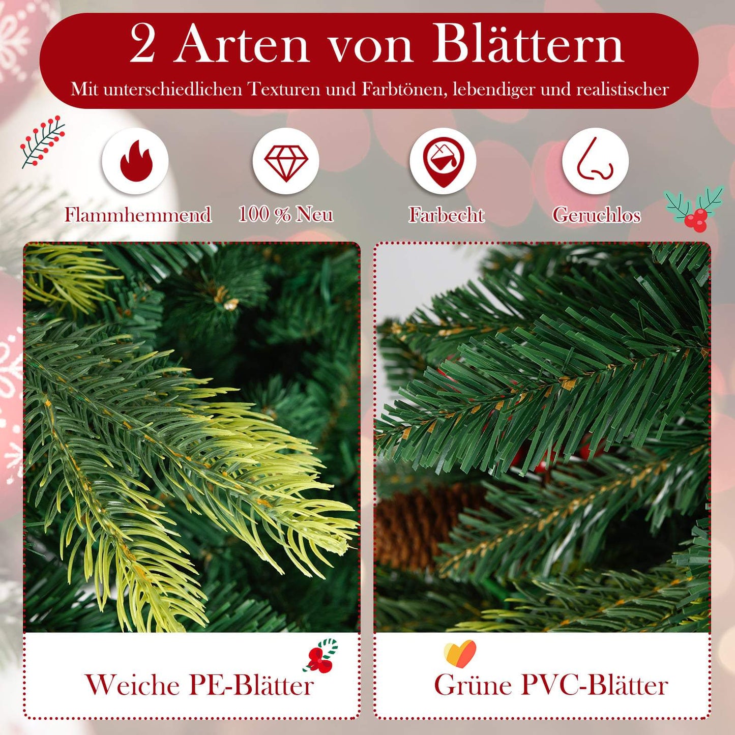 150 cm Pre-Lit Christmas Tree with RGB Lights & Remote
