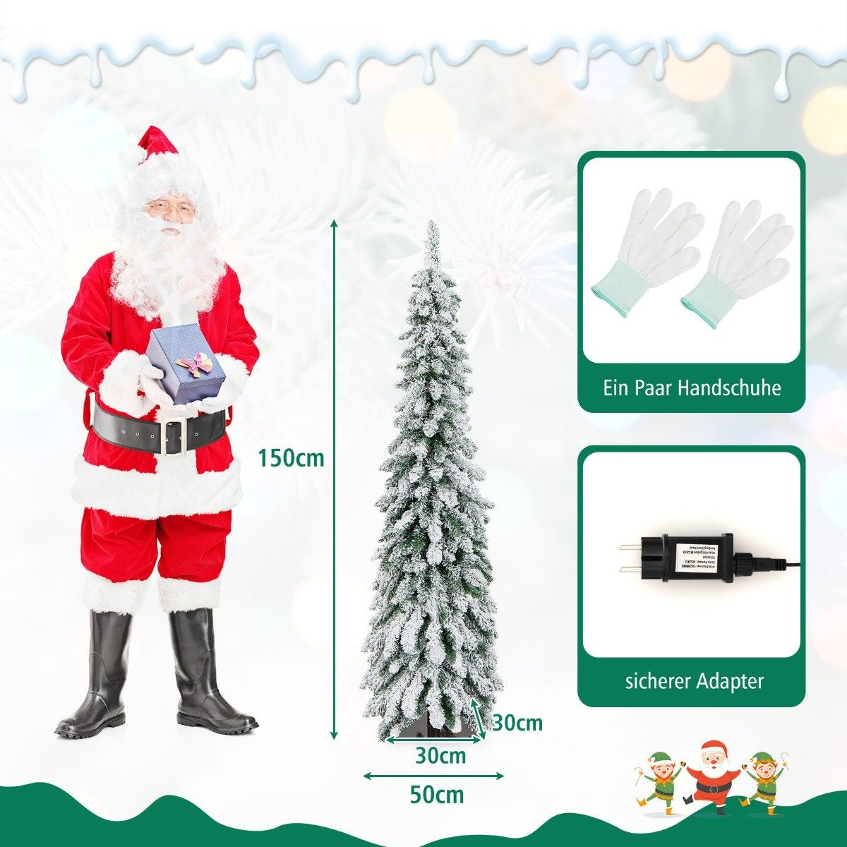 150cm Tall Artificial Christmas Tree with 334 PVC Branch Tips 150 LED Lights
