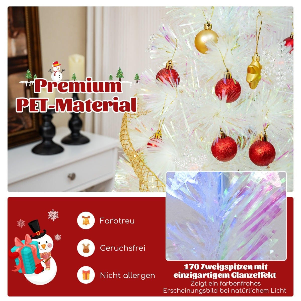 150 cm White LED Fiber Optic Christmas Tree