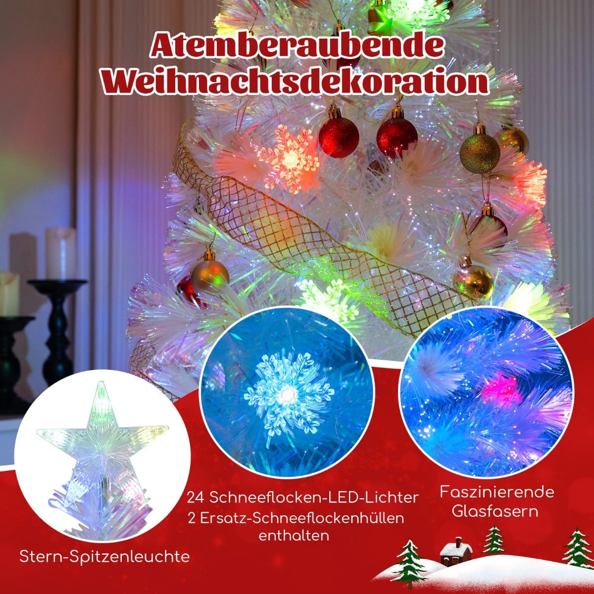 150 cm White LED Fiber Optic Christmas Tree