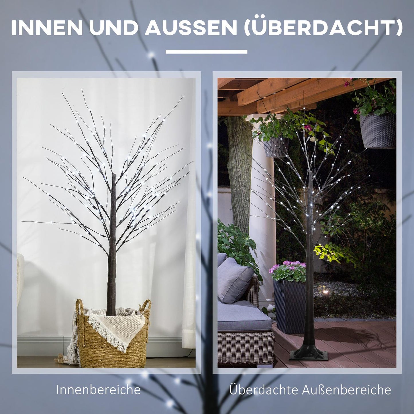 Artificial birch, 150 cm - LED light & snow