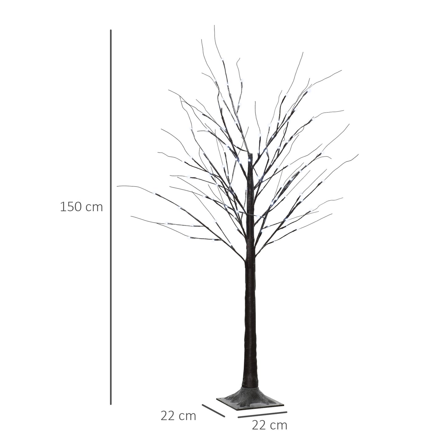 Artificial birch, 150 cm - LED light & snow