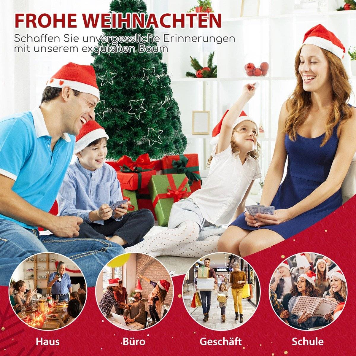 150 cm artificial fiberglass Christmas tree with lighting