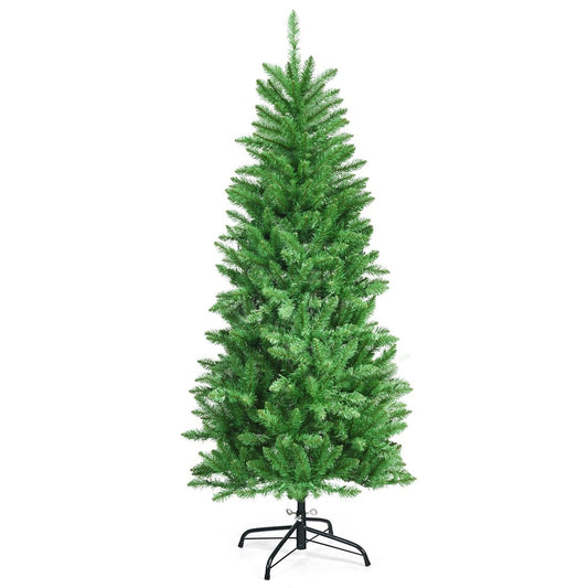 150 cm high illuminated artificial pencil Christmas tree with warm white green lights