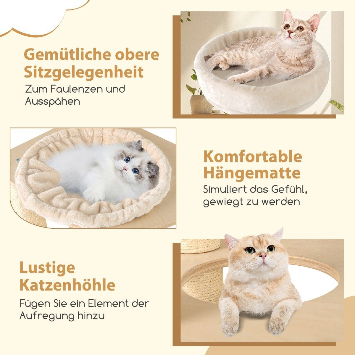 151cm Cat Tree with 2-Story House & Hammock