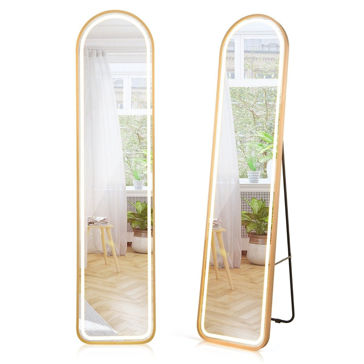 155 cm full-length mirror with golden aluminum frame & explosion-proof film standing mirror