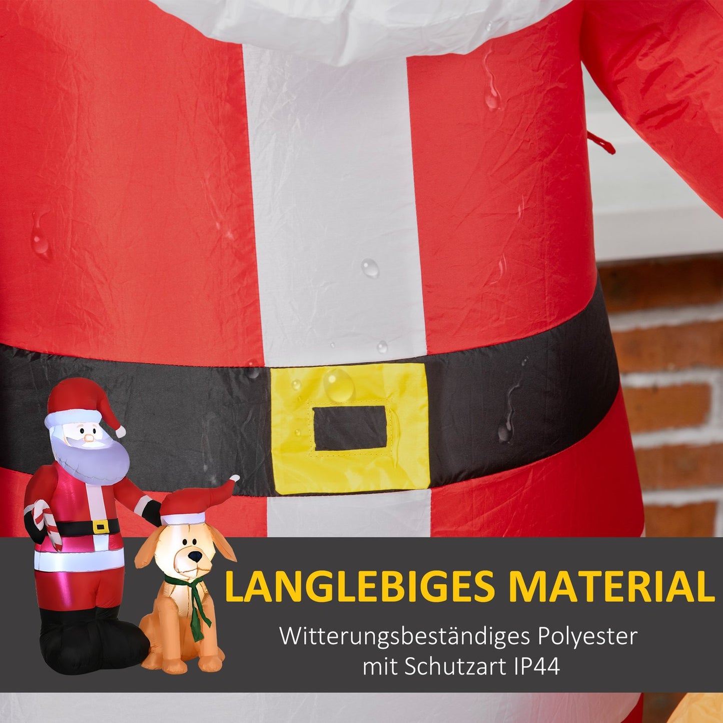 Inflatable 157cm Santa with dog, LED lights, waterproof