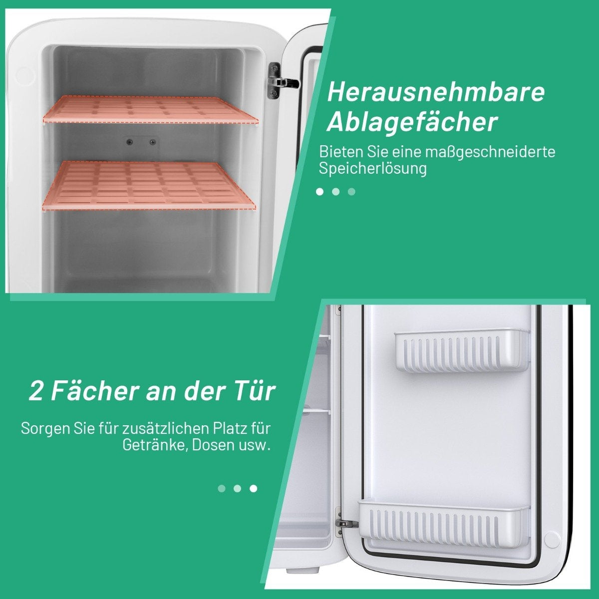 15 L Mini Fridge 2 in 1 Cooling and Heating Function Portable Freezer 27 x 33 x 38 cm White + Black Energy Class E