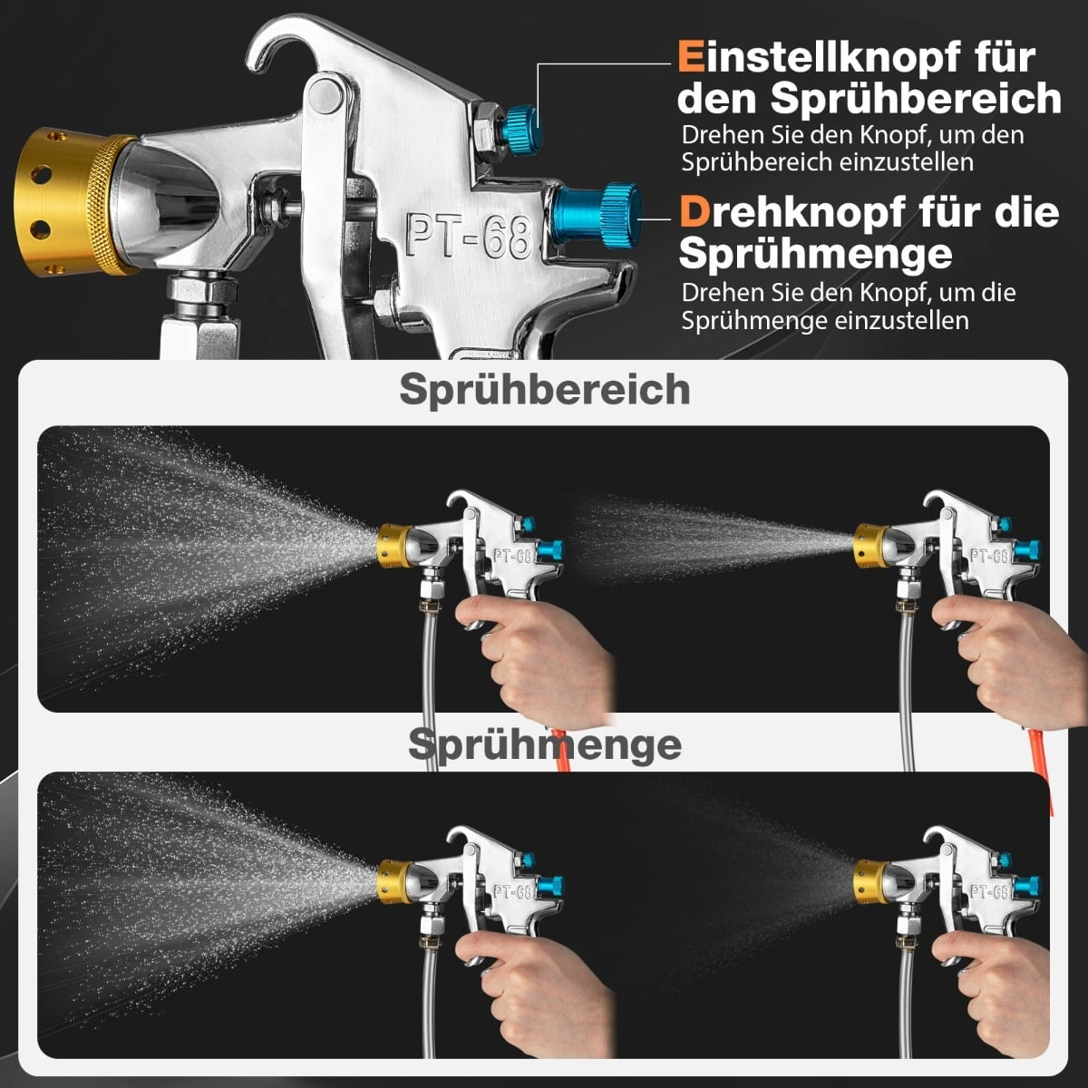 15L Paint Tank with Adjustable Spray Gun & Air Hoses