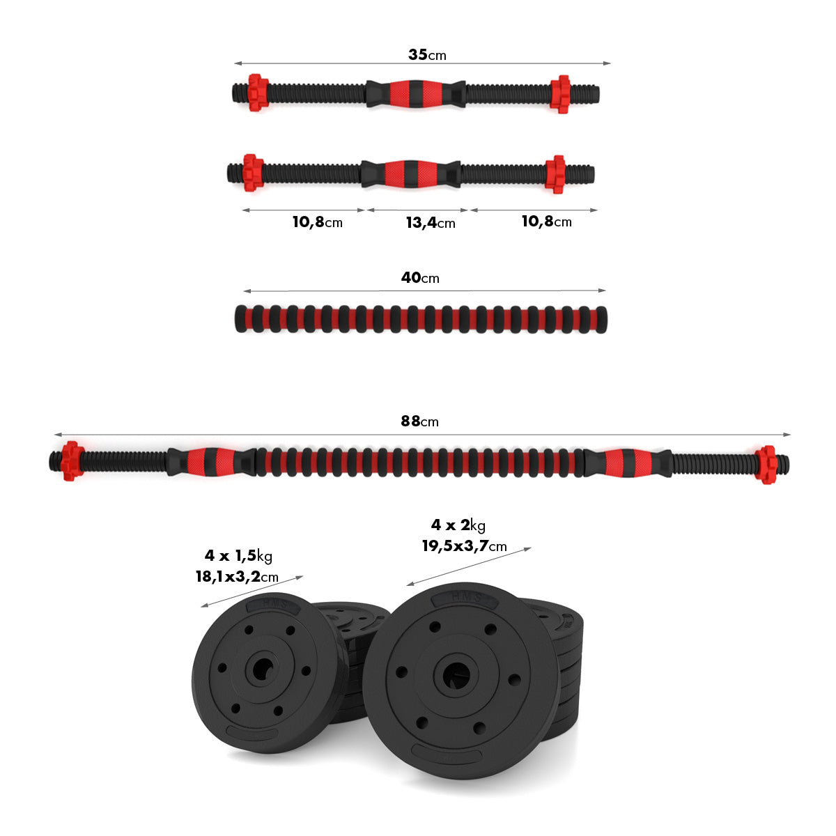 15 kg Composite Barbell & Dumbbell Set