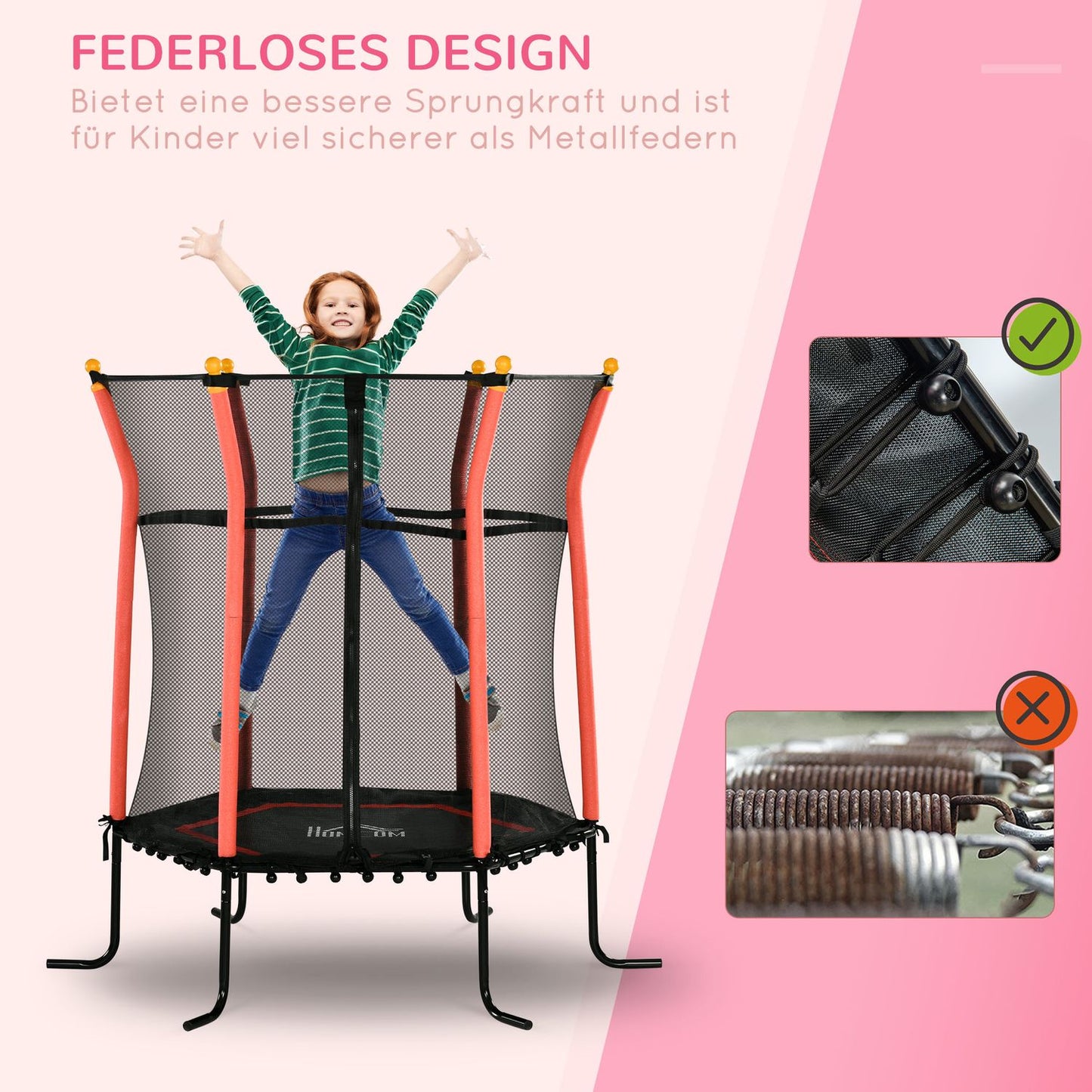 Children 160 cm Fitness trampoline with safety net