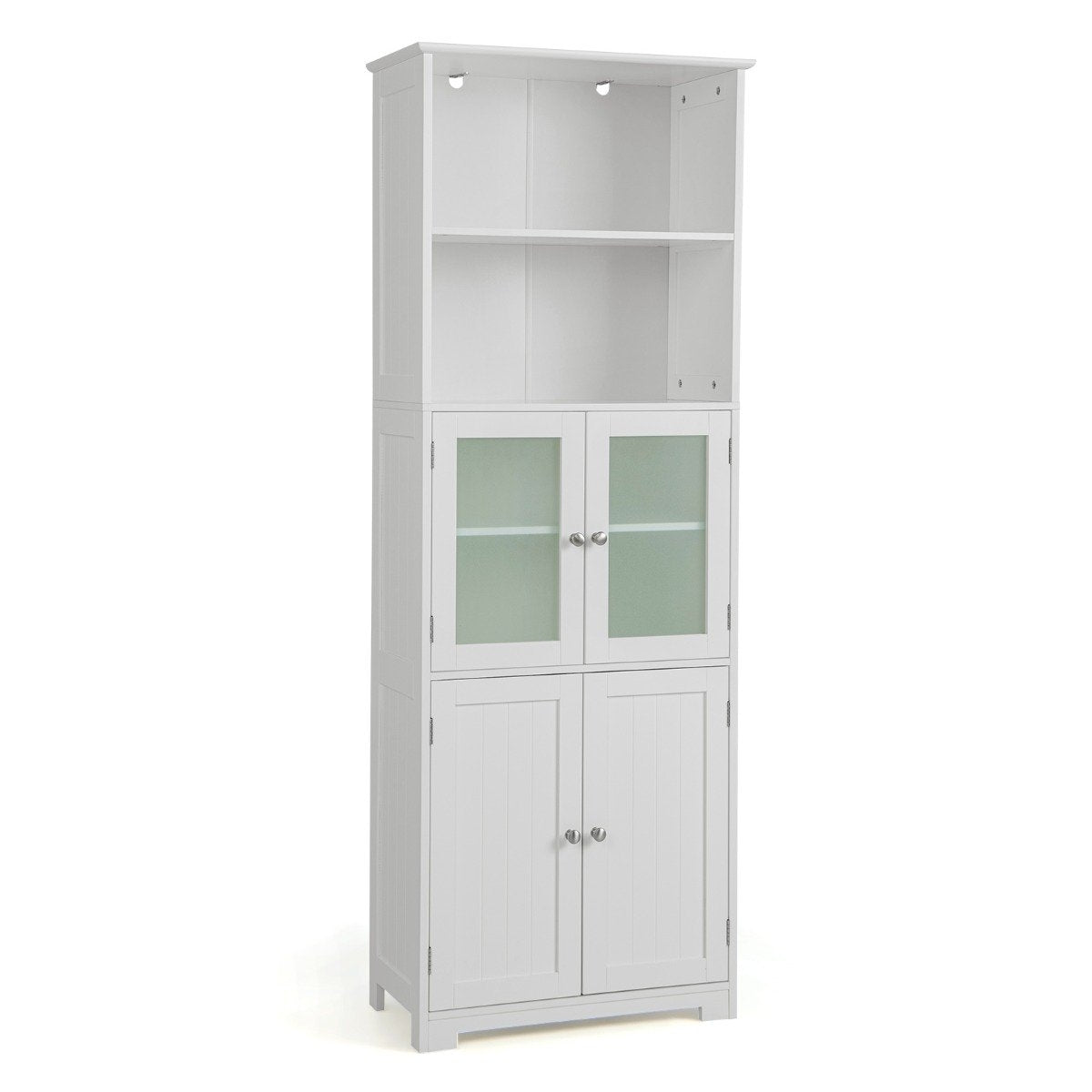 163 cm High Bathroom Cabinet Freestanding Storage Cabinet 60 x 30 x 163 cm White