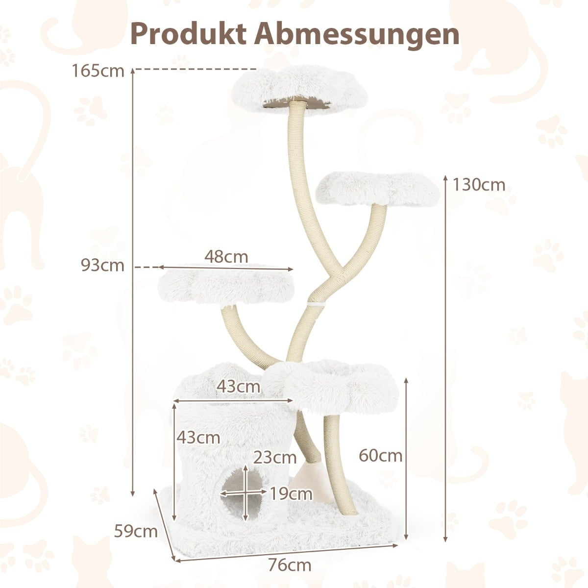 165cm Cat Tree with Sisal Posts & Cozy Hideaway