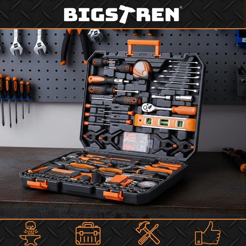 168-Piece Tool Set with Case – Wrenches, Sockets, Bits