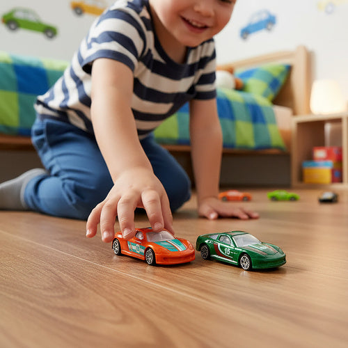 16-Piece Colorful Metal Spring Cars Set for Kids