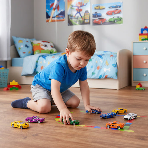 16-Piece Colorful Metal Spring Cars Set for Kids