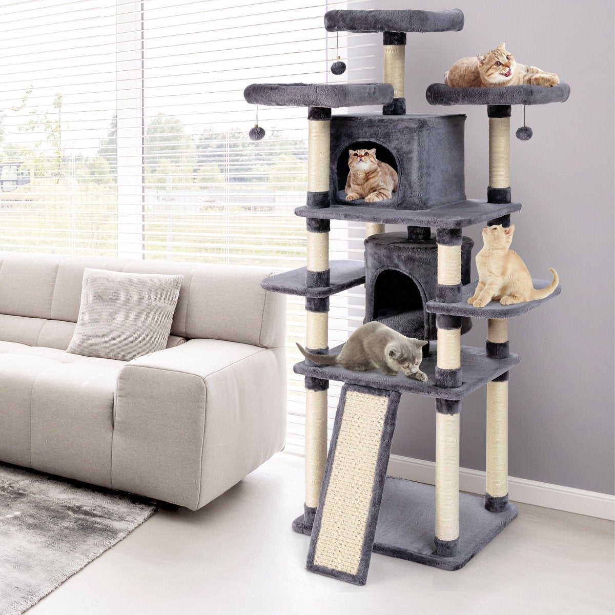 170 cm scratching post, climbing tree, cat tree, cat scratching post, scratching furniture, scratching posts, cave with play balls