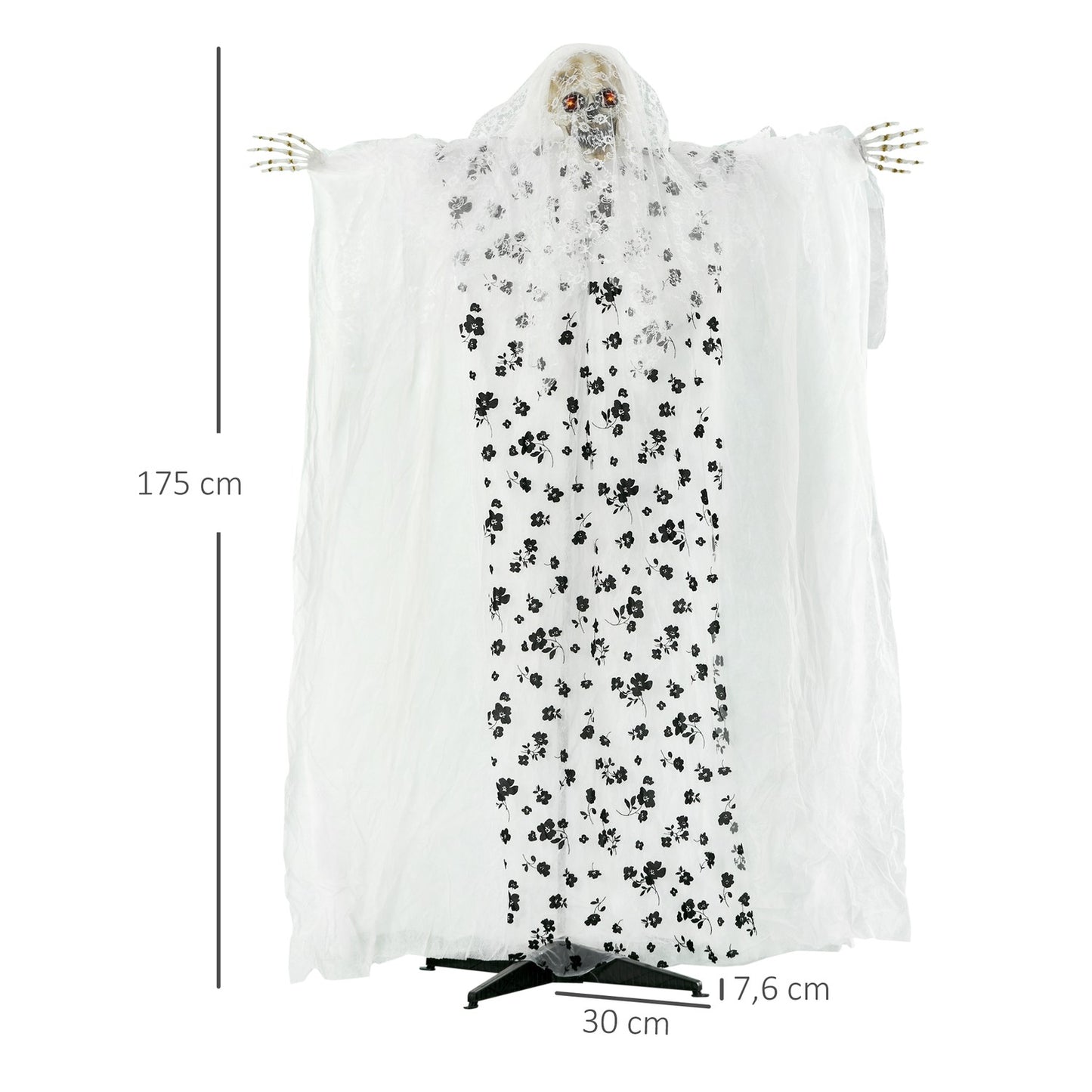 Halloween hanging ghost bride skeleton, 175 cm, glowing eyes