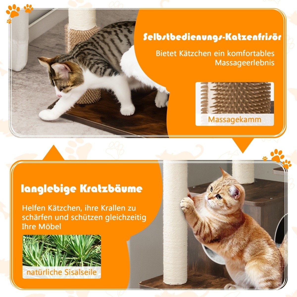 175cm cat tree 6-tier cat scratching post wooden cat scratching post playhouse with cave and 5 mats activity tree climbing tree cat house