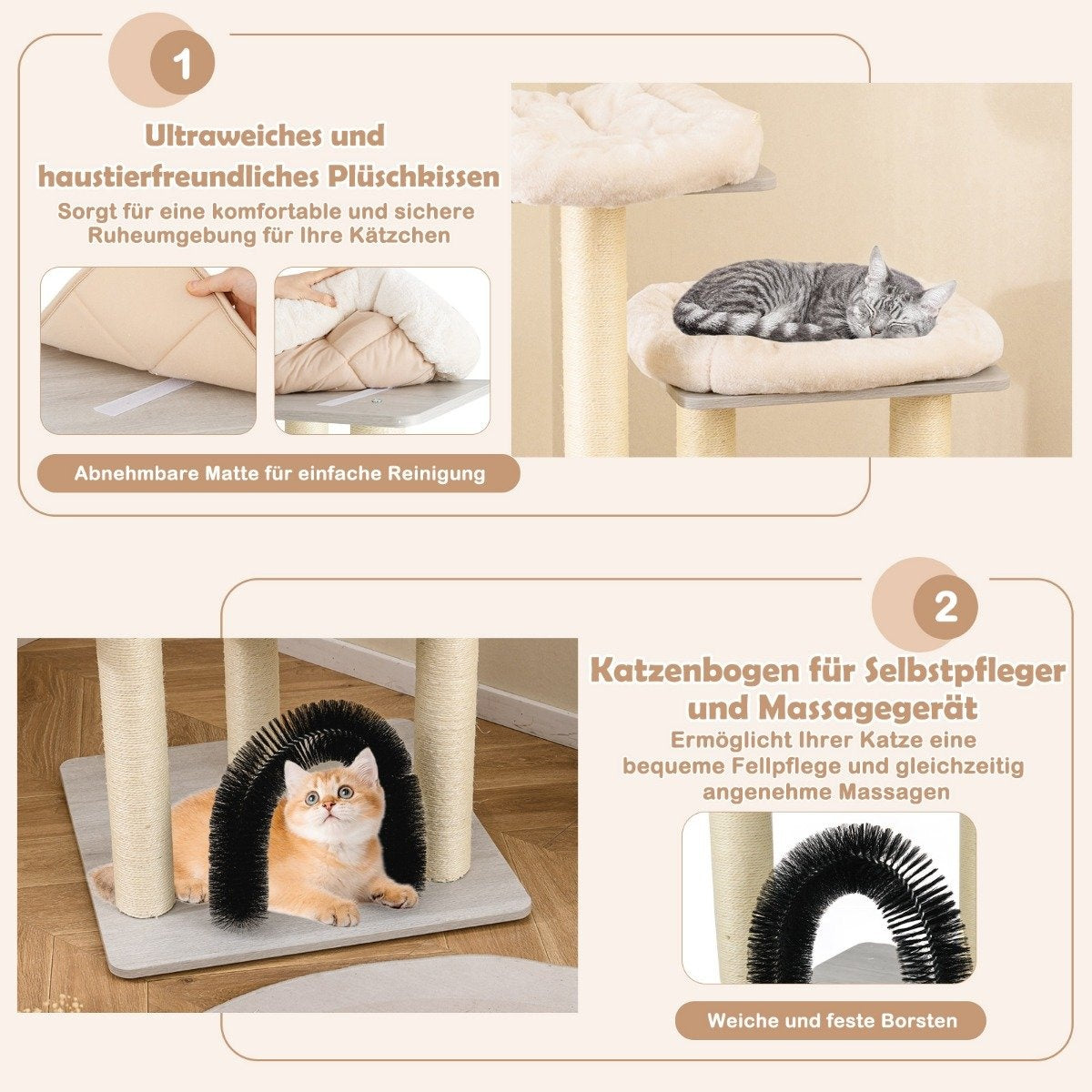 176 cm Cat Tree with Platforms, Cave & Scratching Posts
