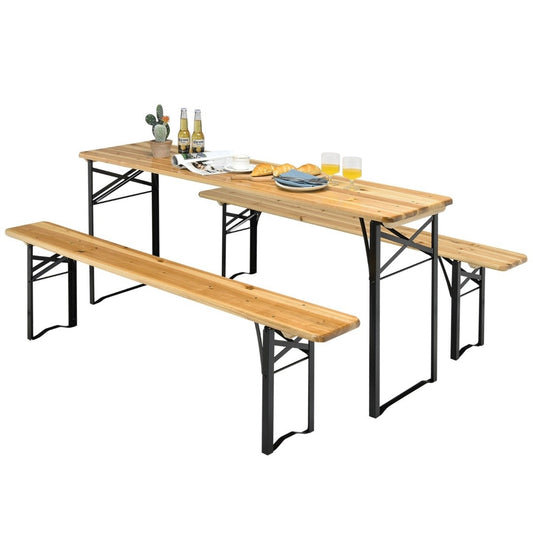 178cm Long Beer Table with Seating Set 3 Piece Folding Picnic Table and Bench Set