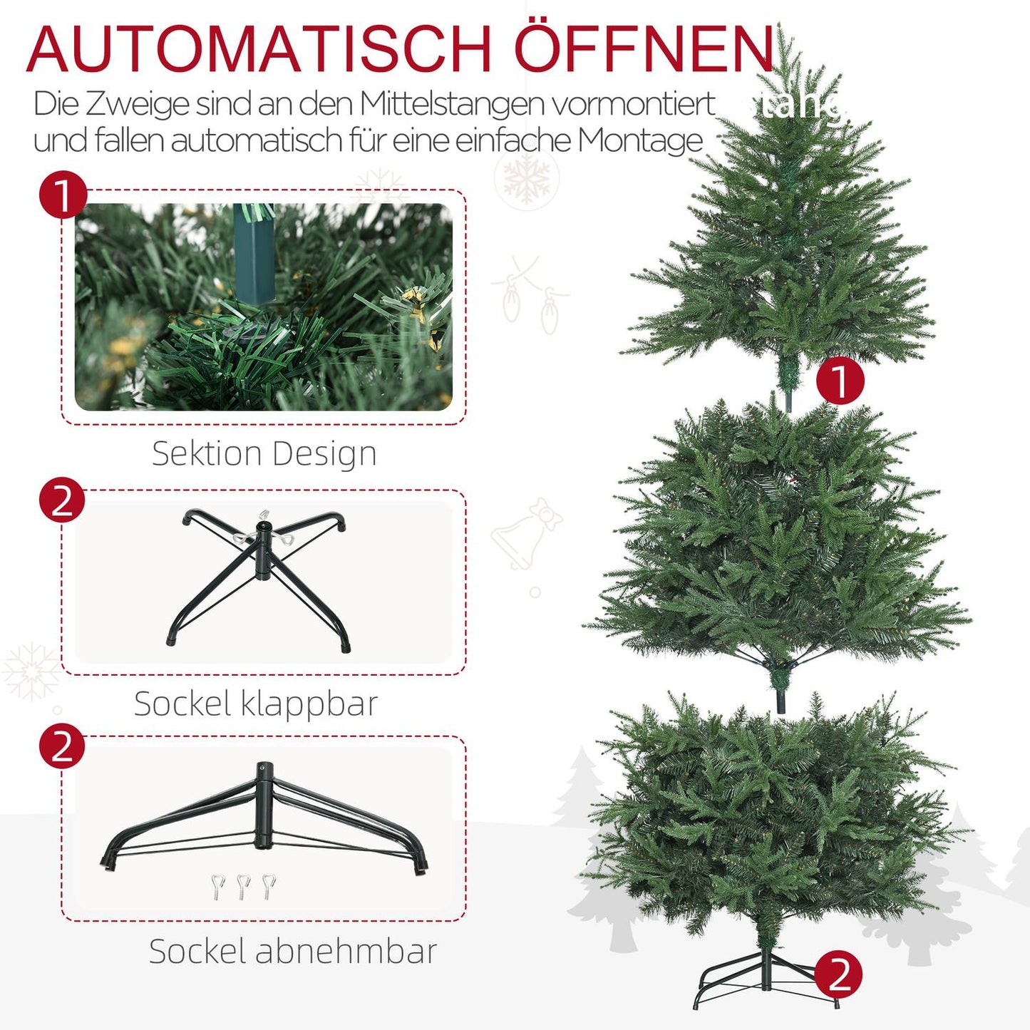 180 Cm Artificial fir Christmas tree, realistic & true to life