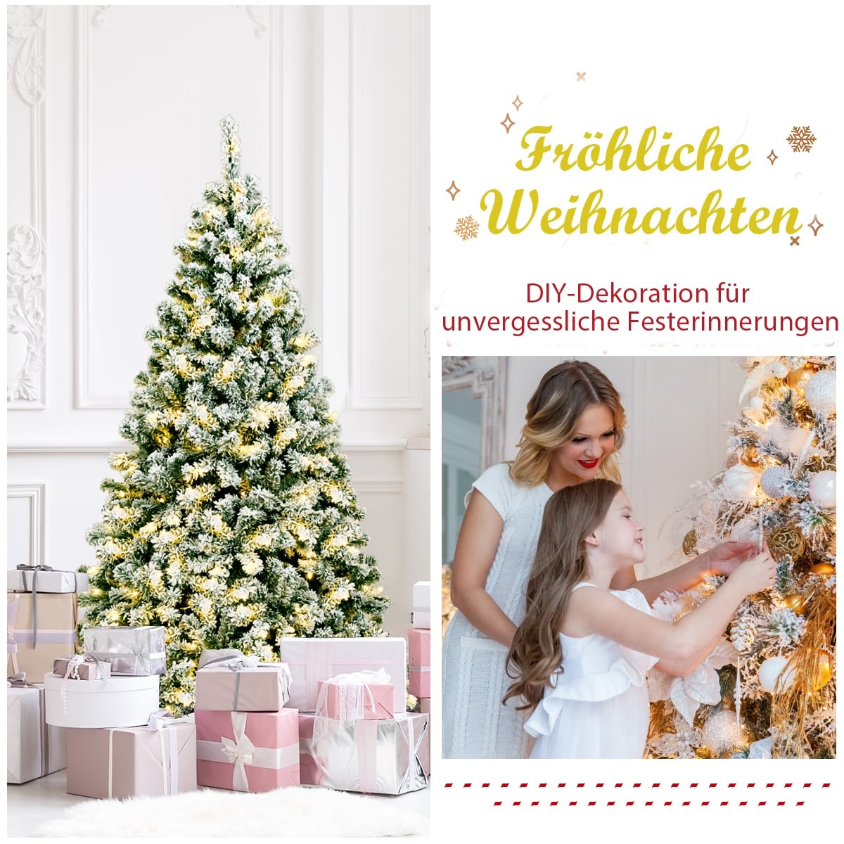 180 cm Artificial Christmas Tree with LED Lights