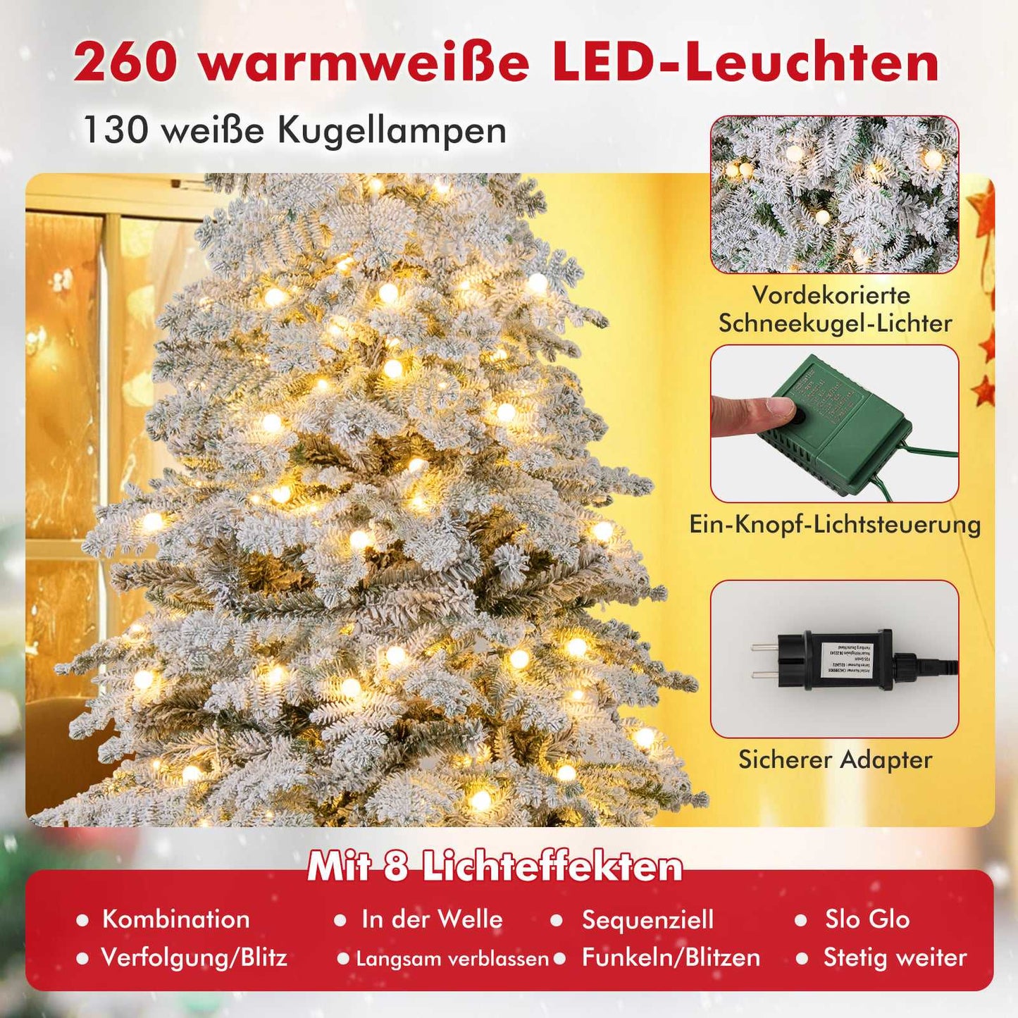 180 cm Artificial Christmas Tree with LED Lights