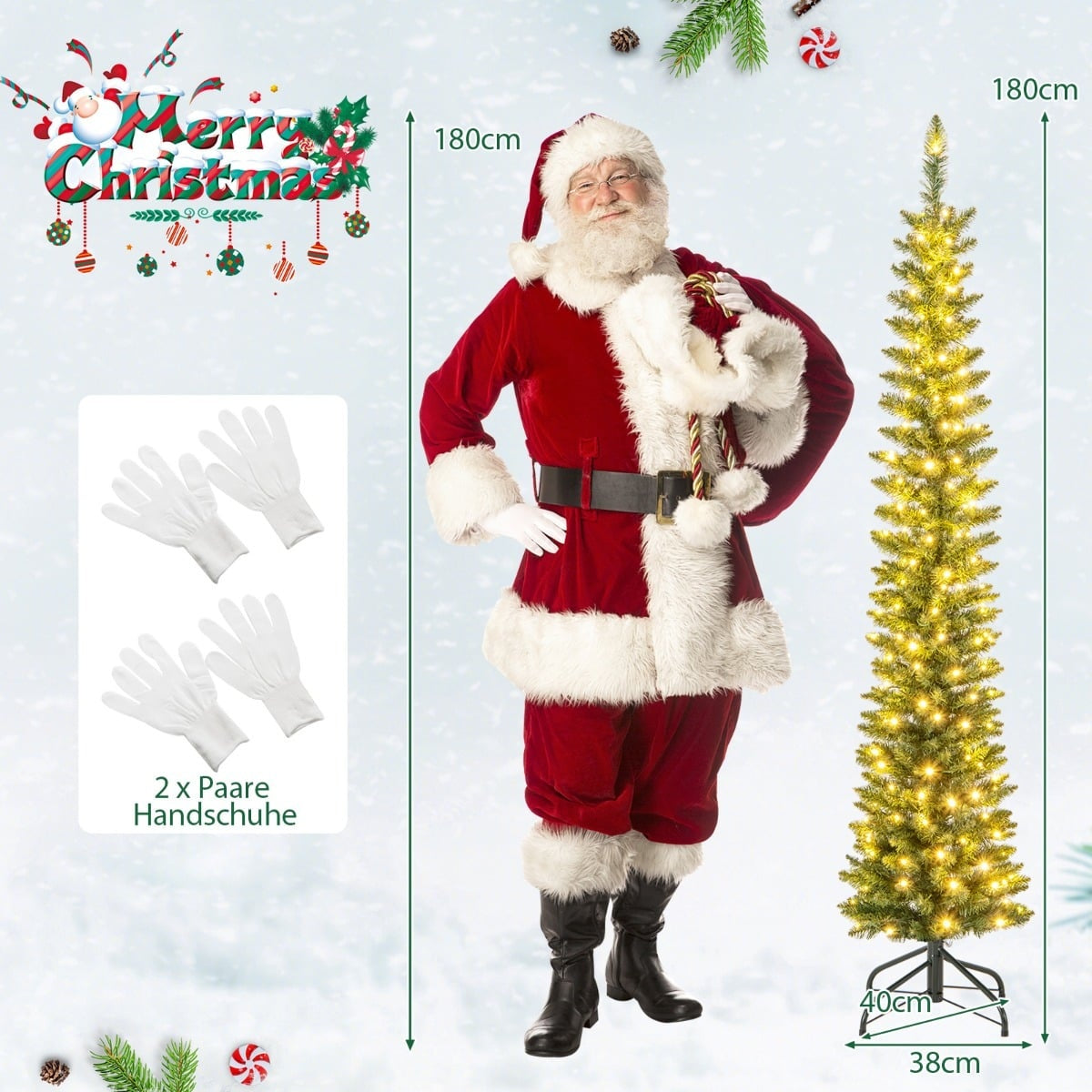 180 cm Artificial Christmas Tree with LED Lights