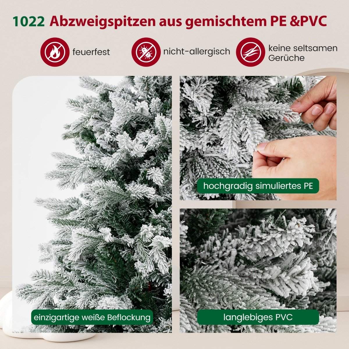 180 cm Artificial Christmas Tree with Snow & 350 LED Lights