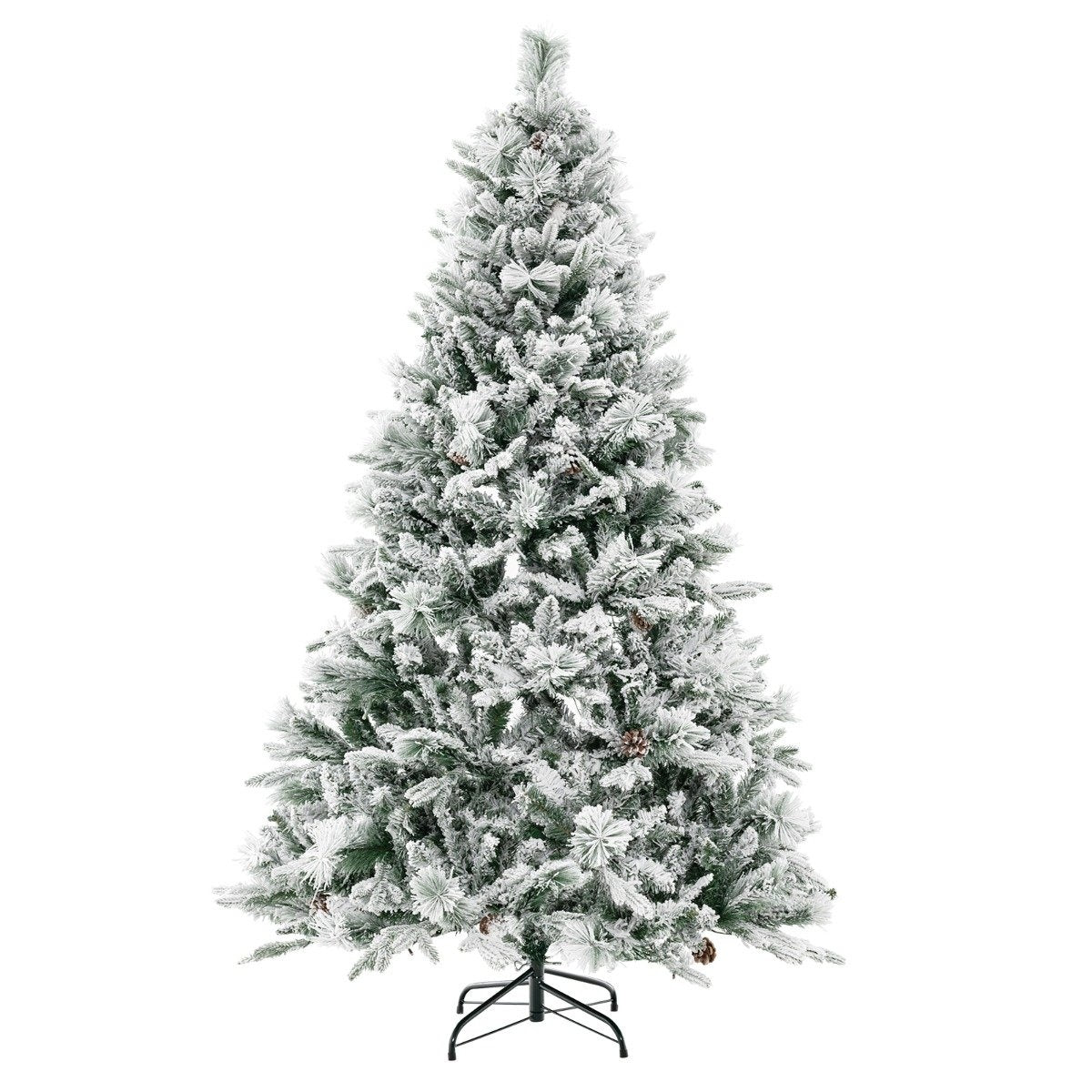 180 cm Artificial Christmas Tree with Snow, 8 Light Modes