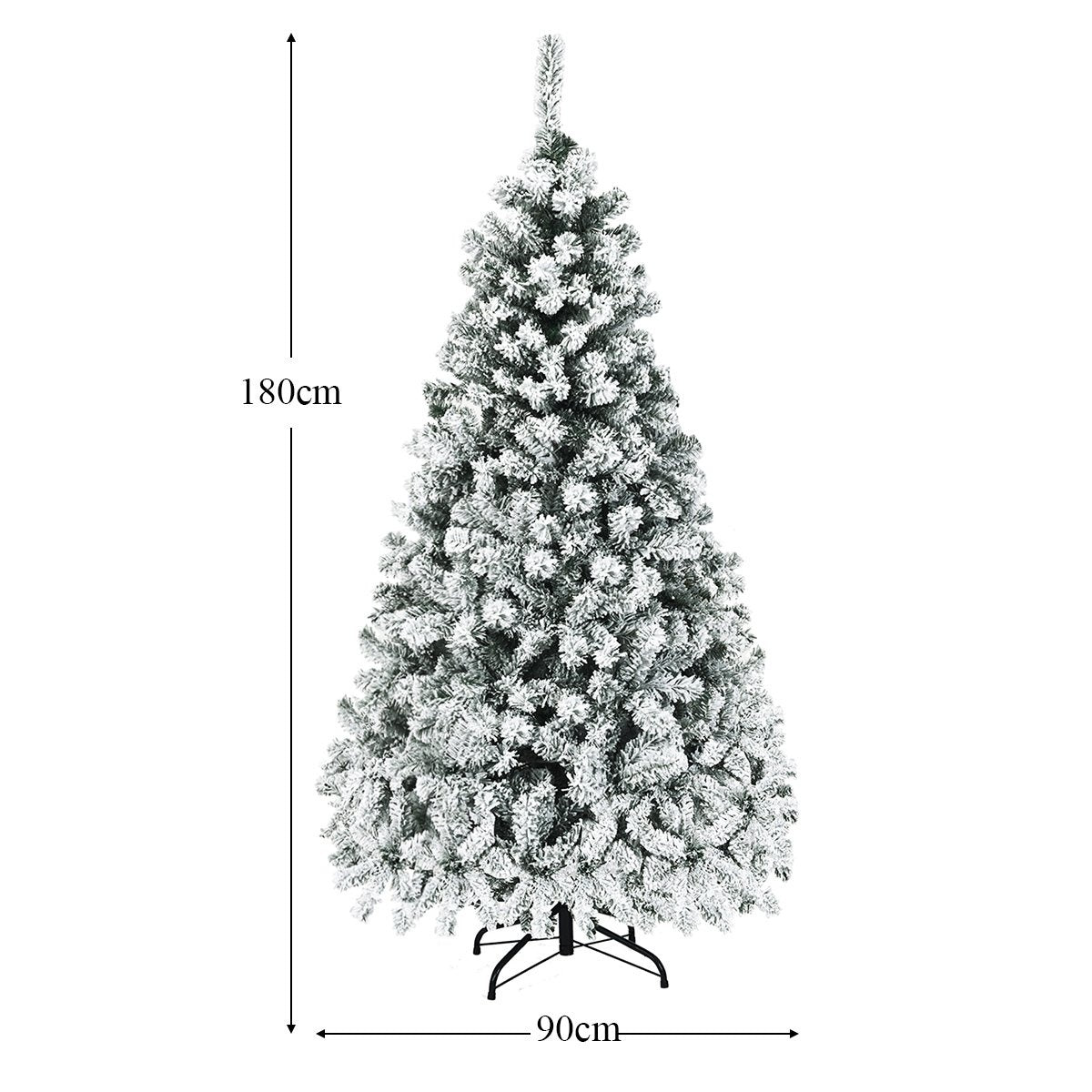 180 cm Artificial Christmas Tree with Snow, LED Lights