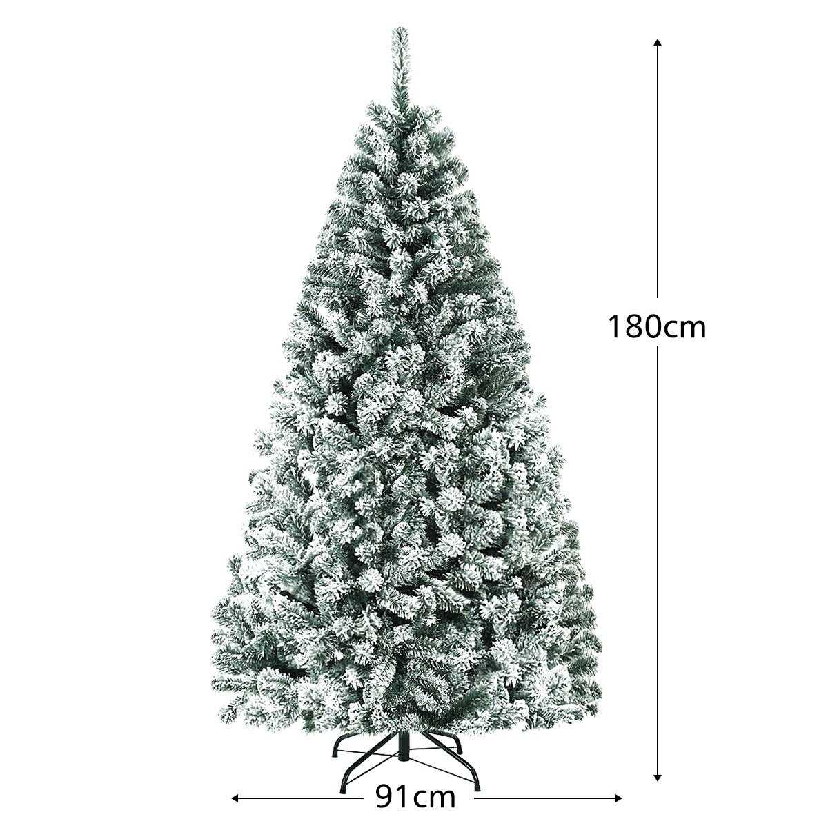 180cm Artificial Christmas Tree with Snow & Metal Stand