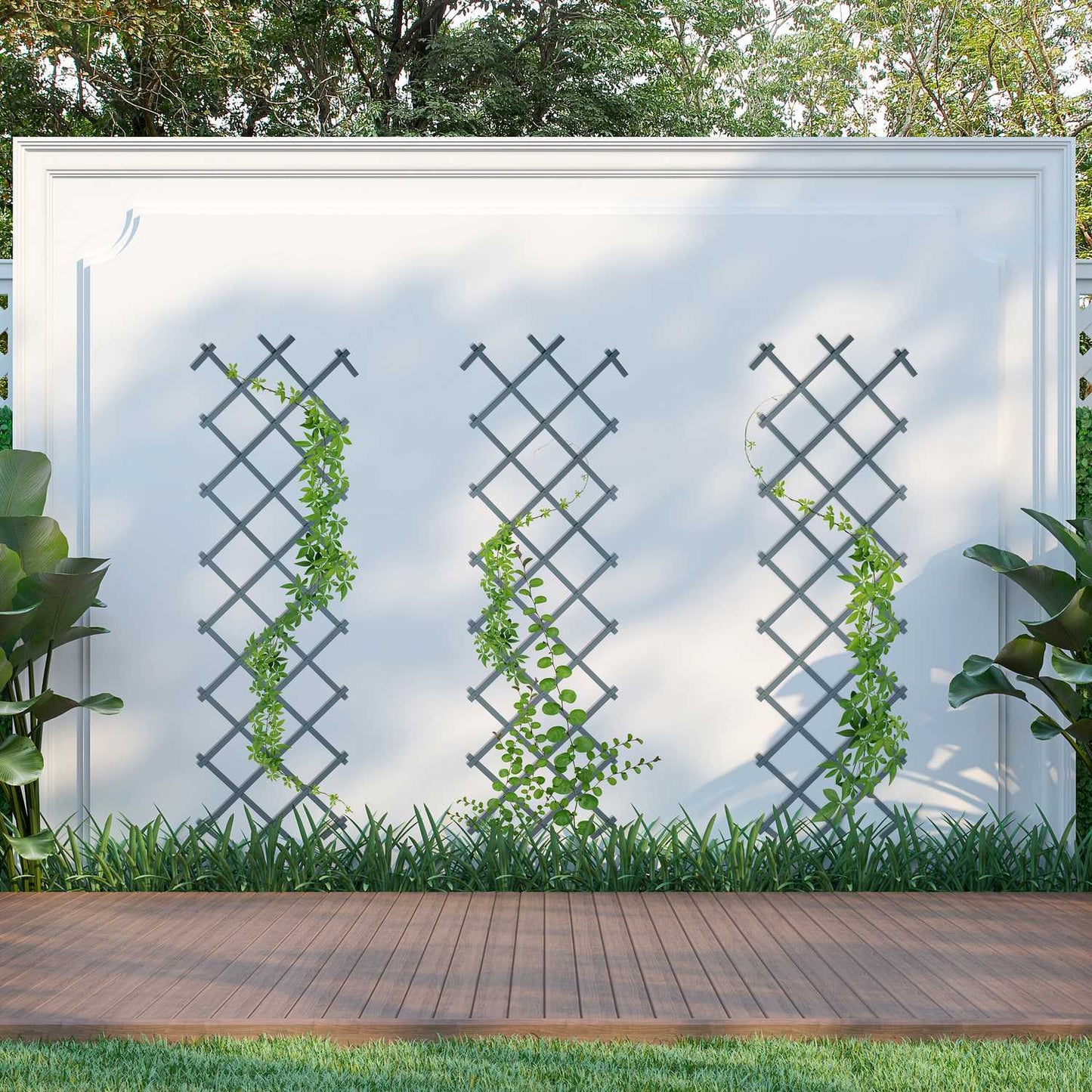 180 cm Extendable Trellis Set of 3 Grey