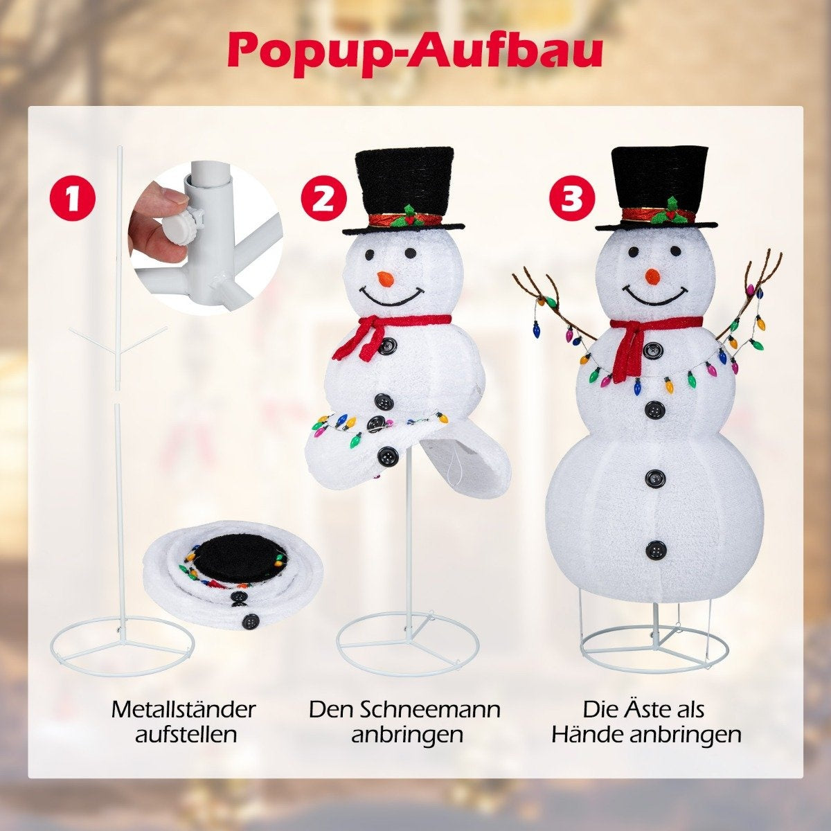 180 cm LED snowman illuminated Christmas figure with 180 warm white LED lights