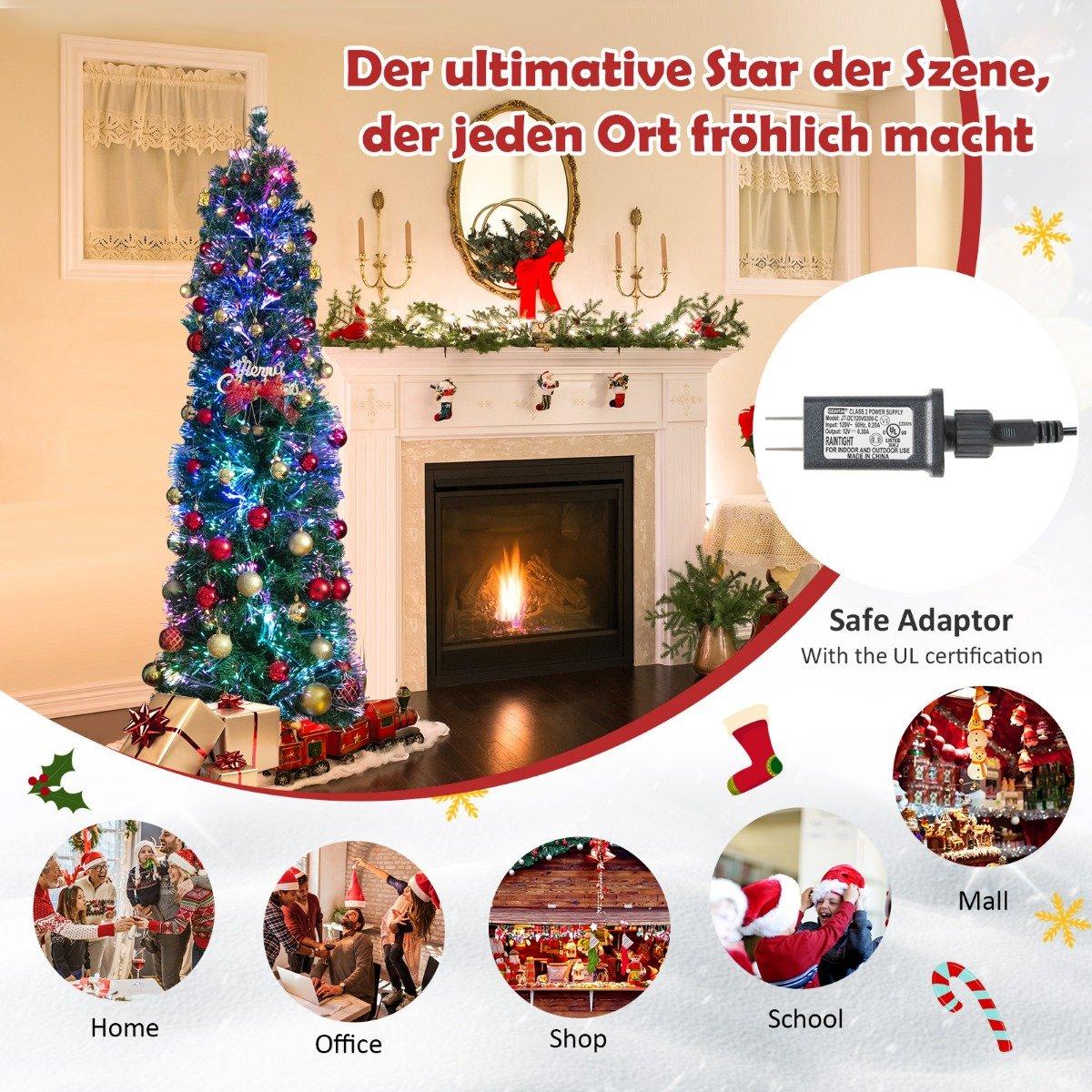 180 cm Large Artificial Christmas Tree in Fiber Optic Green