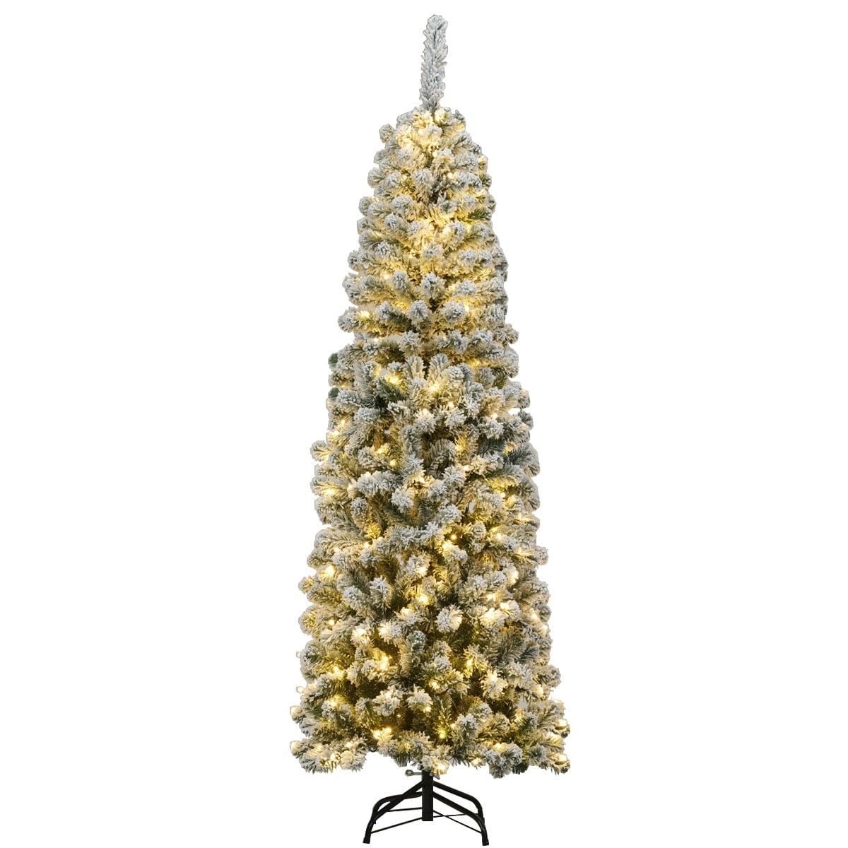 180cm Pencil Christmas Tree with Snow and LED Lights