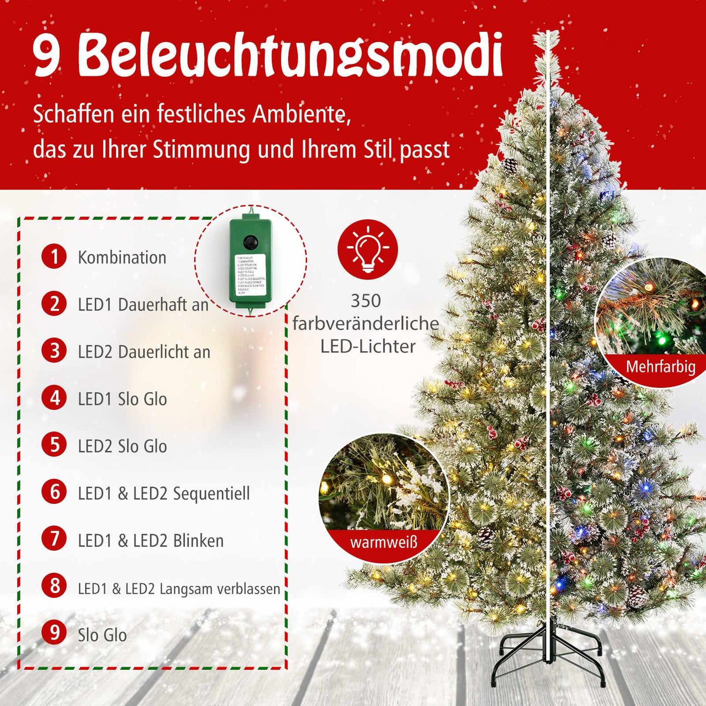 180 cm Pre-Lit Artificial Christmas Tree, 350 LEDs