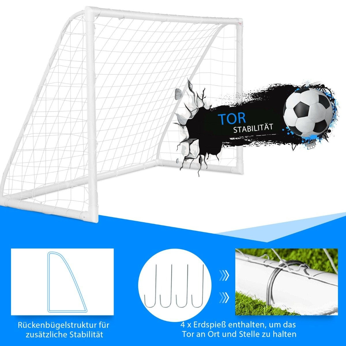 180 x 120 cm children's football goal for games and training of children and teenagers from 6 years