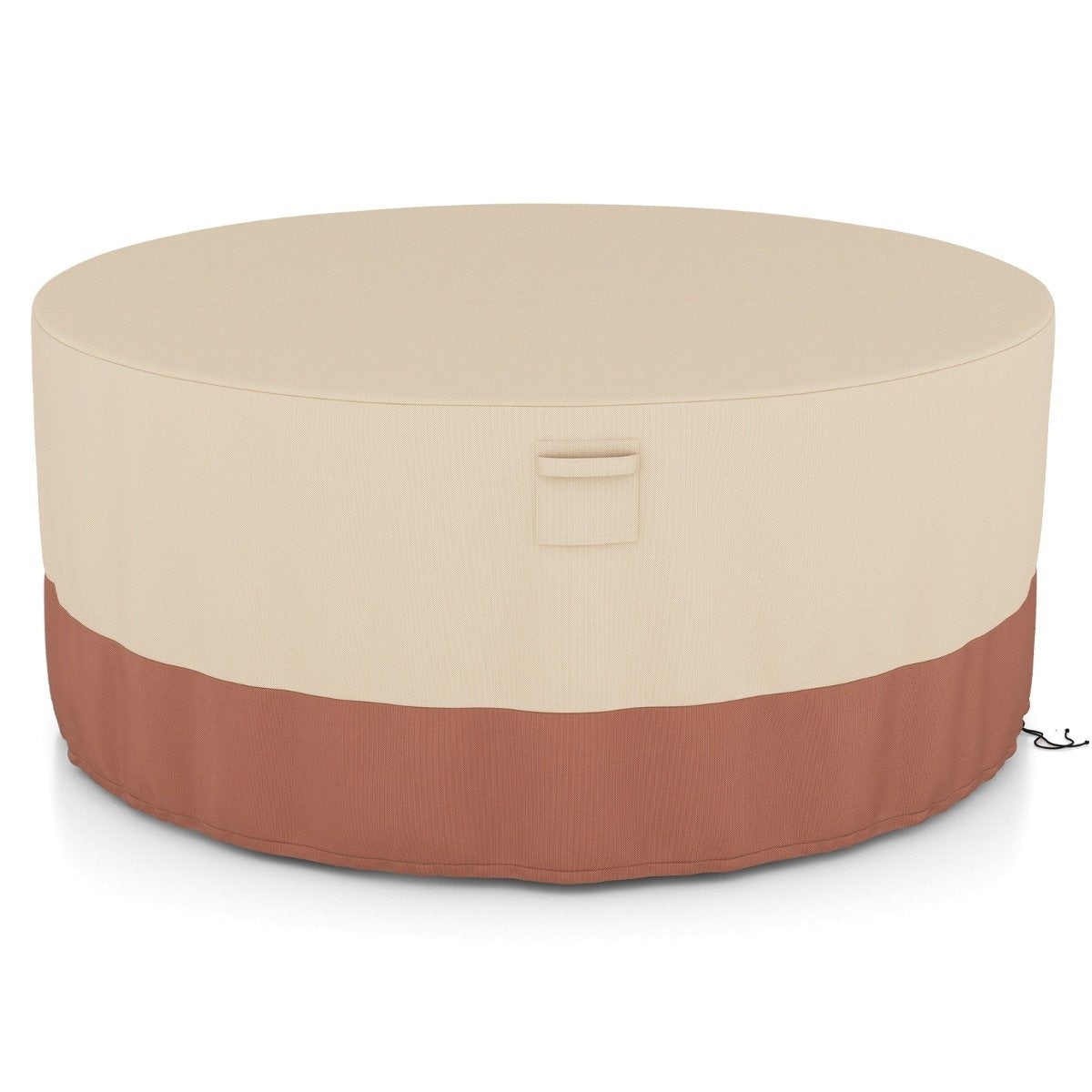 Ø 183 cm Round patio furniture cover with ventilation slots & buckles & cords beige