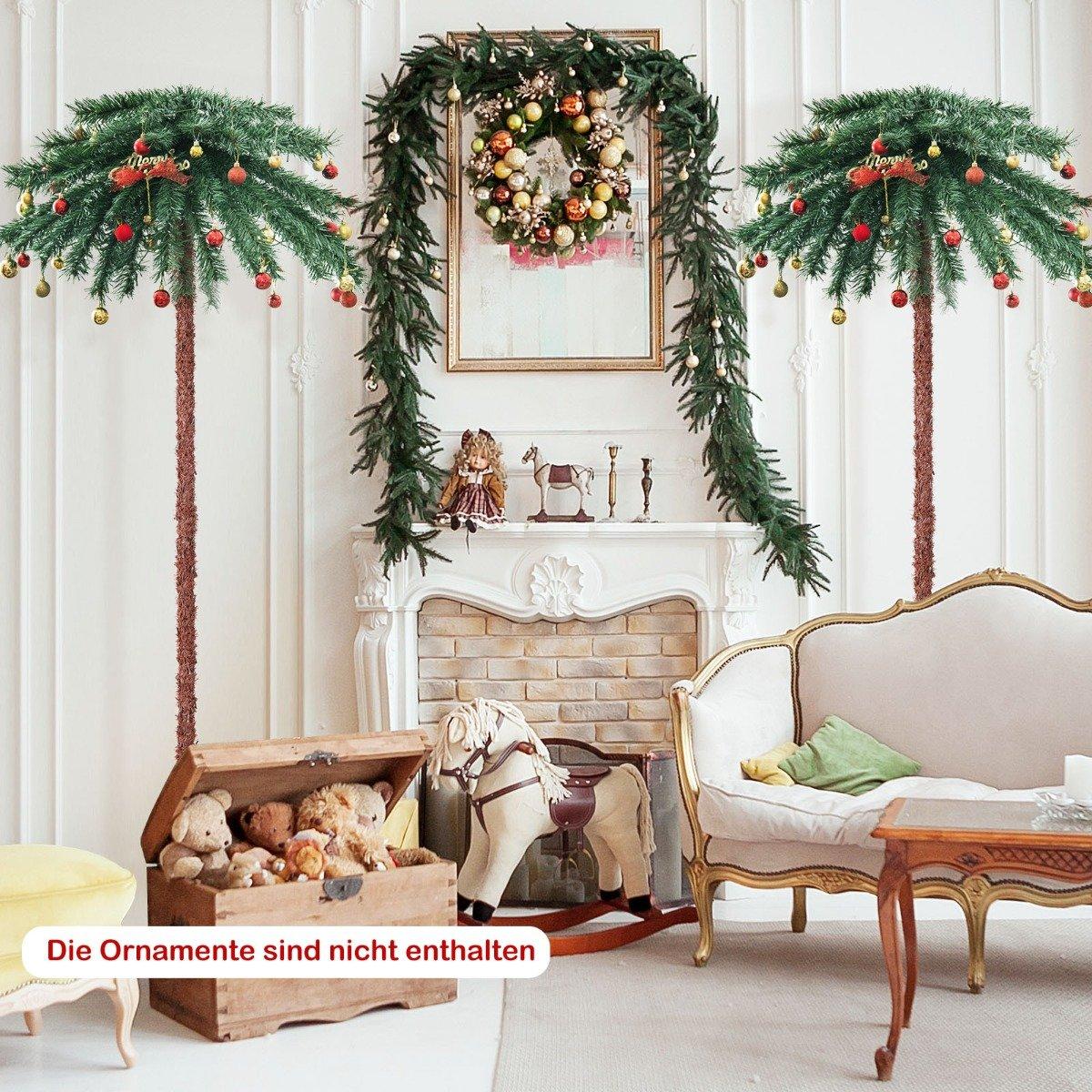 183cm Tall Artificial Palm Tree with PVC Branch Tips Lighted Artificial Tree for Christmas Green
