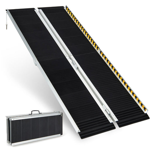 183 x 74 cm wheelchair ramp Portable & anti-slip folding ramp up to 272kg load aluminum