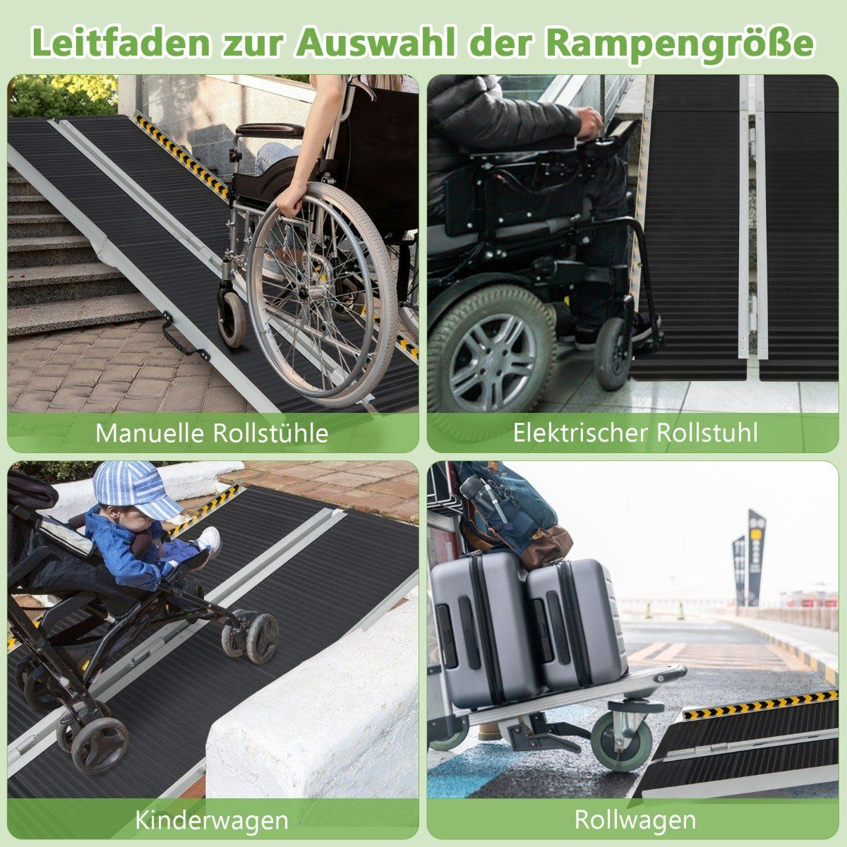 183 x 74 cm wheelchair ramp Portable & anti-slip folding ramp up to 272kg load aluminum