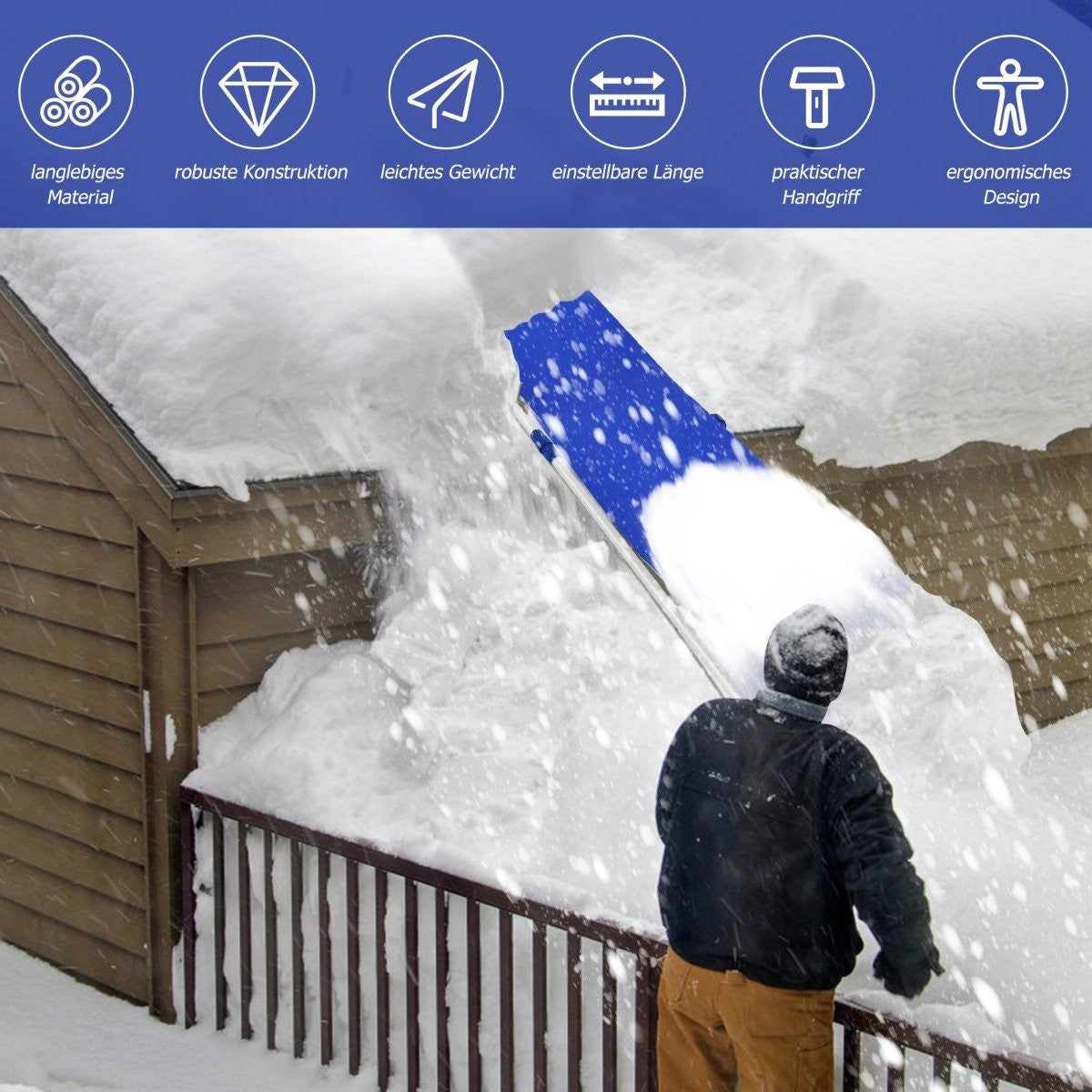 189-620 cm snow roof rake made of aluminum roof rake snow clearer with Oxford fabric