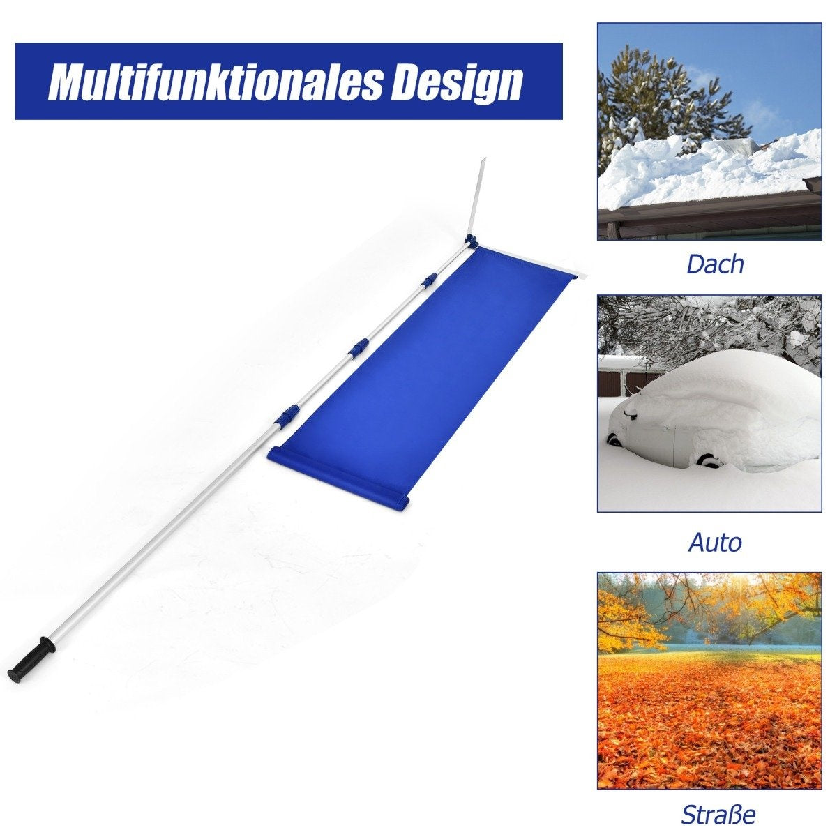 189-620 cm snow roof rake made of aluminum roof rake snow clearer with Oxford fabric