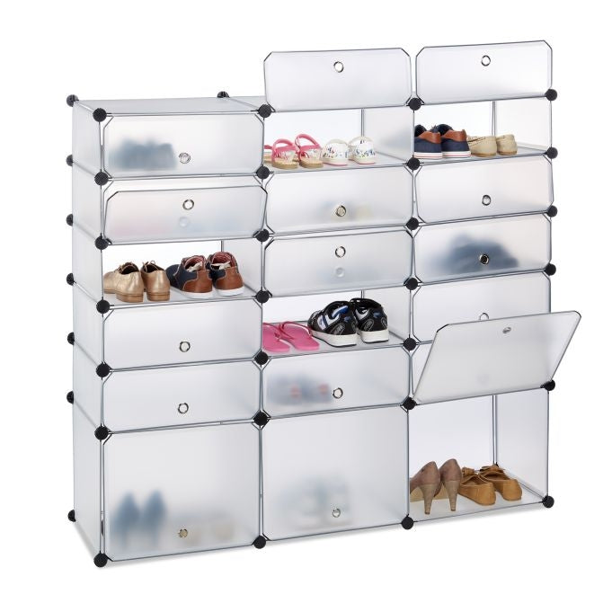 18-Compartment Plastic Shoe Cabinet