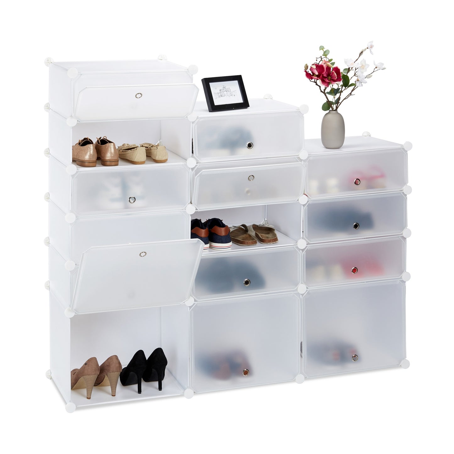 18-Compartment Plastic Shoe Cabinet