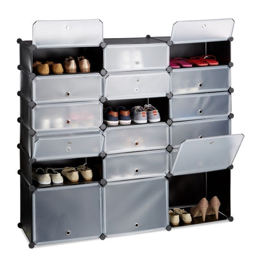 18-Compartment Plastic Shoe Cabinet