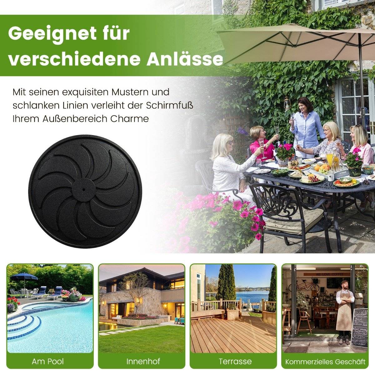 18 kg heavy umbrella stand with 54 cm diameter for umbrella poles of φ38/48 mm