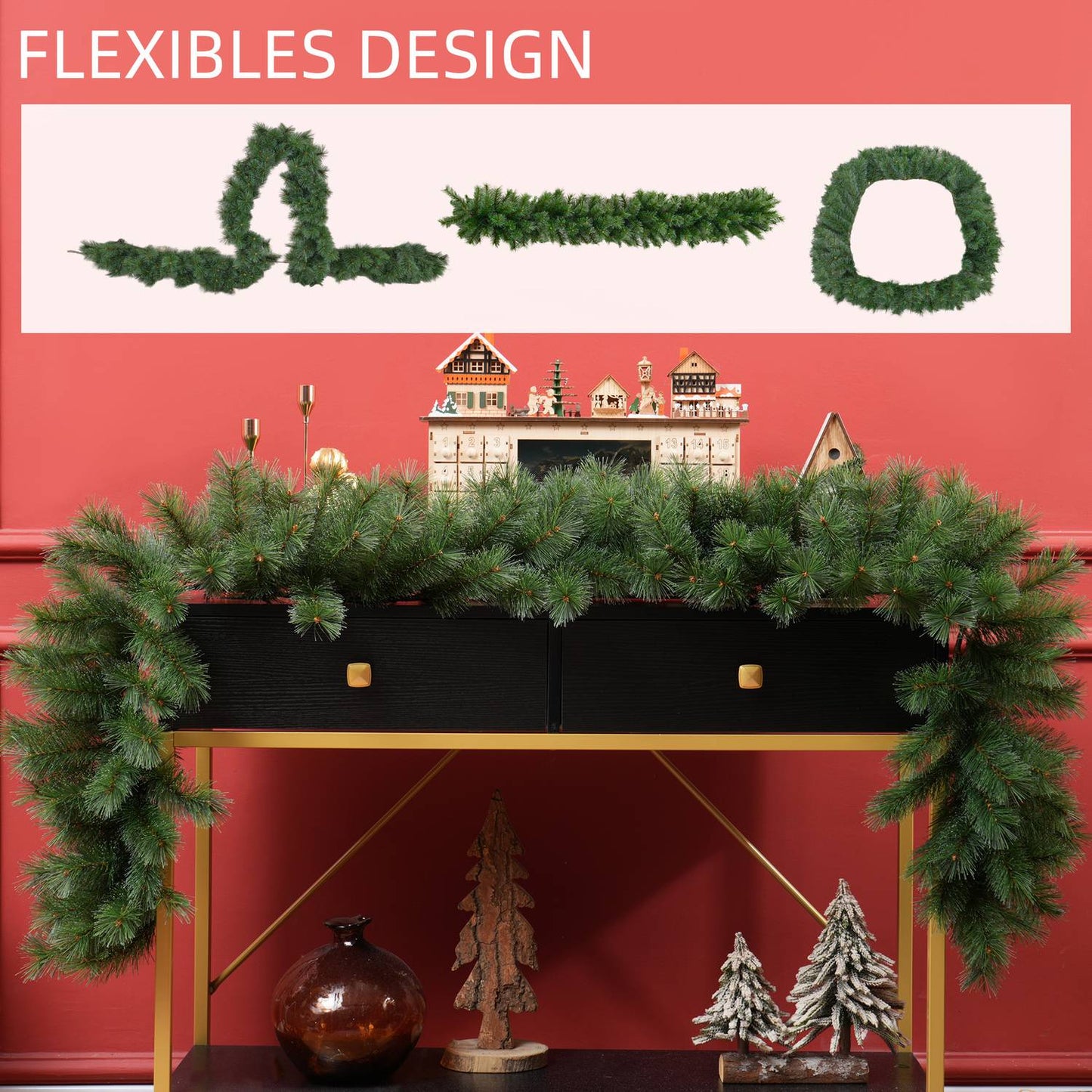 Artificial Christmas garland 1.8m, 160 tips, green decor